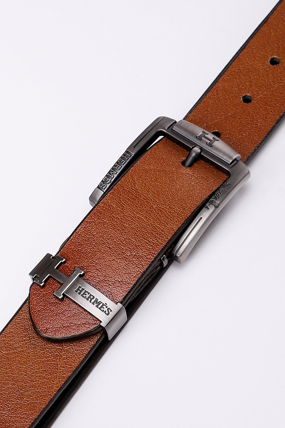 Solid Buckled Leather Belt - Havan