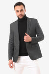 Slub Pattern Regular Fit Blazer - Grey