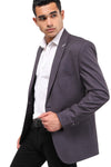 Slub Pattern Regular Fit Blazer - Gray & Silver