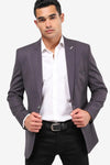 Slub Pattern Regular Fit Blazer - Gray & Silver