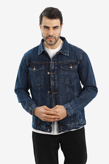 Denim Jacket With Front Pockets - Standard Blue