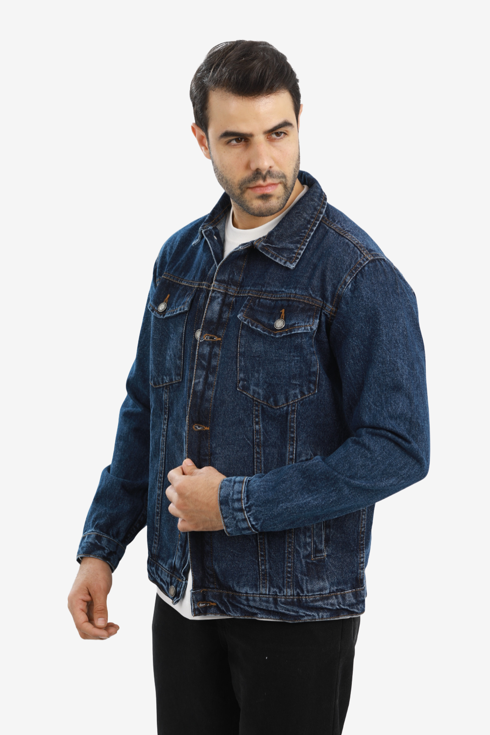 Denim Jacket With Front Pockets - Standard Blue