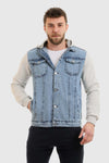 Turn Down Collar Long Sleeves Jeans Jacket --- Heather Grey & Light Blue