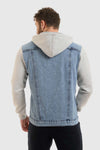 Turn Down Collar Long Sleeves Jeans Jacket --- Heather Grey & Light Blue