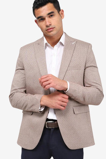 Tweed Pattern Regular Fit Blazer - Beige