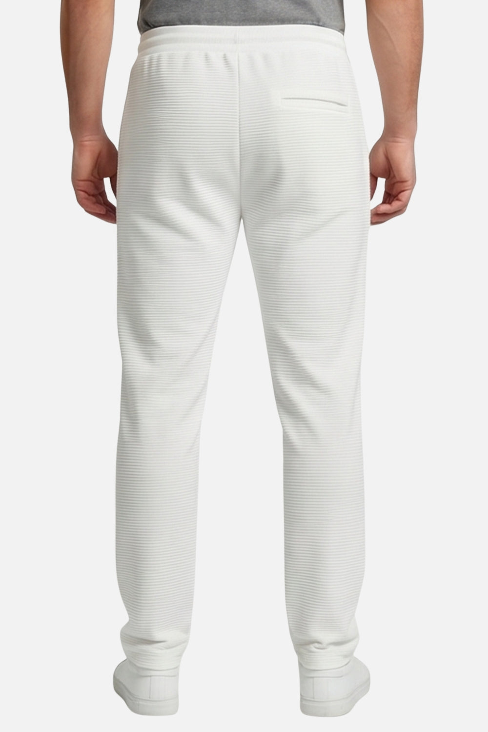 Ribbed Comfy Elastic White Joggers