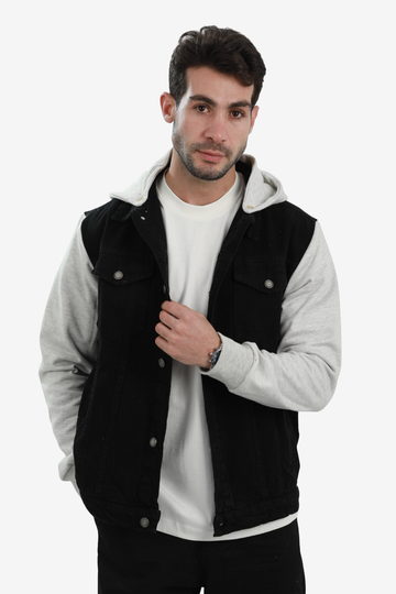 Adjustable Hooded Neck Winter Denim Jacket