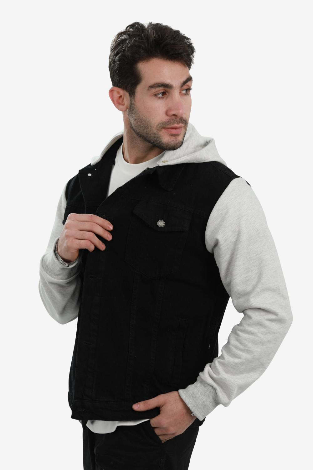 Adjustable Hooded Neck Winter Denim Jacket