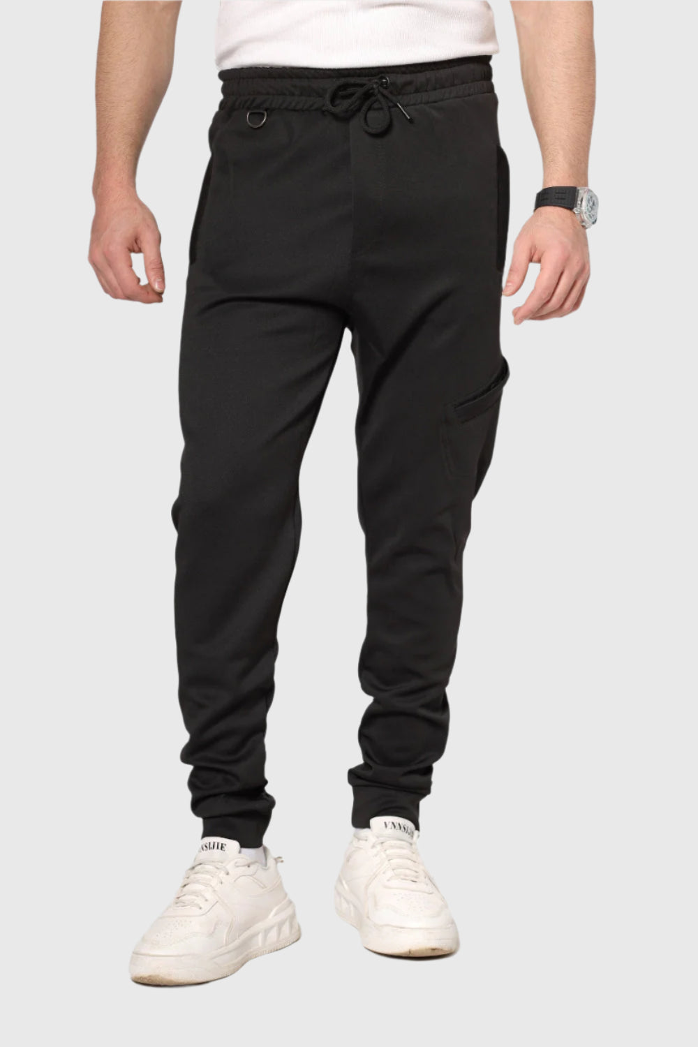 Cotton Sweatpants With Hem – Black