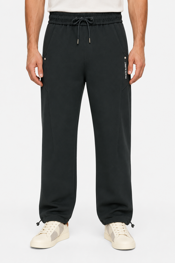 Men’s Casual Wide Leg Jogger Pants – Adjustable Drawstring -Black
