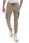 Side Mesh Pocket Textured Khaki Jogger