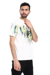 Printed Regular Fit Slip On T-Shirt - Black, Yellow & Green