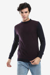 Knitted Pullover With Ribbed Hem -Navy