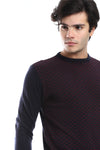 Knitted Pullover With Ribbed Hem -Navy