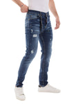 Slim Fit Ripped Casual Jeans - Standard Blue