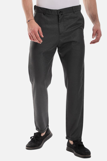 Slub Pattern Classic Chino Pants – Black