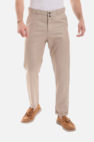 Slub Pattern Classic Chino Pants – Black