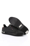 Nubuck with Prominent Letters Elegant Black Sneakers