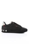 Nubuck with Prominent Letters Elegant Black Sneakers