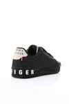 Nubuck with Prominent Letters Elegant Black Sneakers