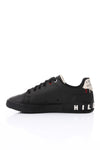 Nubuck with Prominent Letters Elegant Black Sneakers