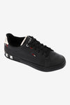 Nubuck with Prominent Letters Elegant Black Sneakers