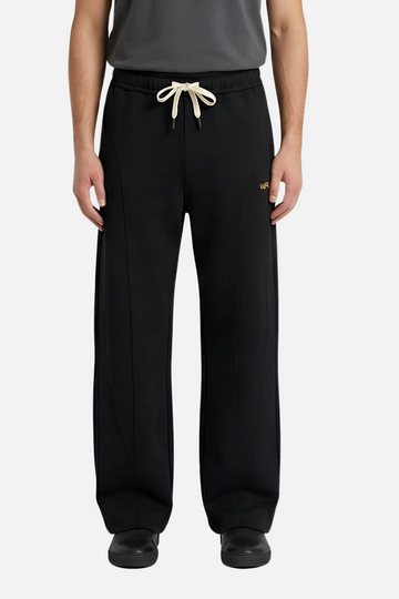 Men’s Casual Wide Leg Jogger Pants – Adjustable Drawstring -Black
