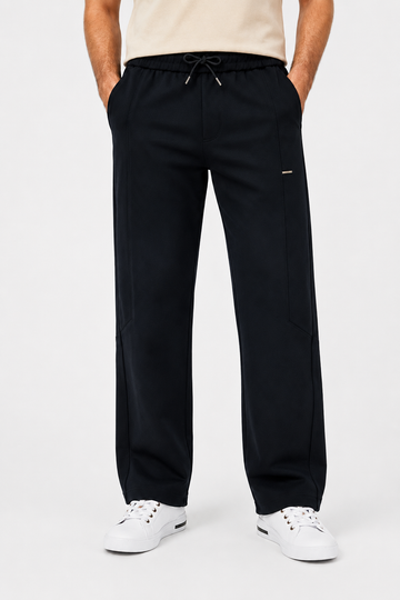 Men’s Black Regular Fit Jogger Pants – Lycra Fabric Casual Drawstring Trousers
