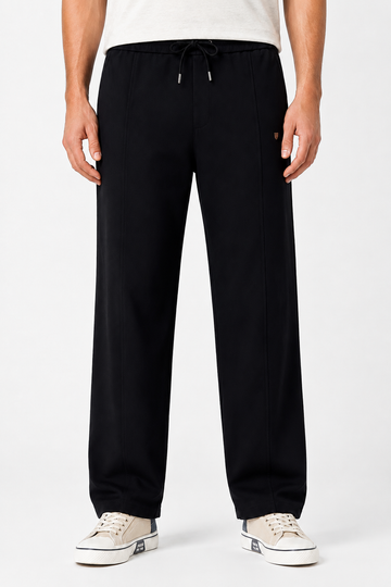 Men’s Black Regular Fit Jogger Pants – Lycra Fabric Casual Drawstring Trousers
