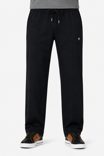 Men’s Black Regular Fit Jogger Pants – Lycra Fabric Casual Drawstring Trousers