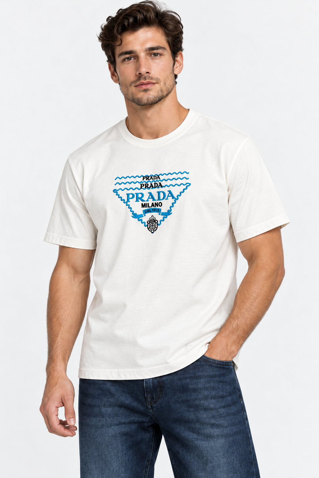 Comfy Printed White T-Shirt PRADA