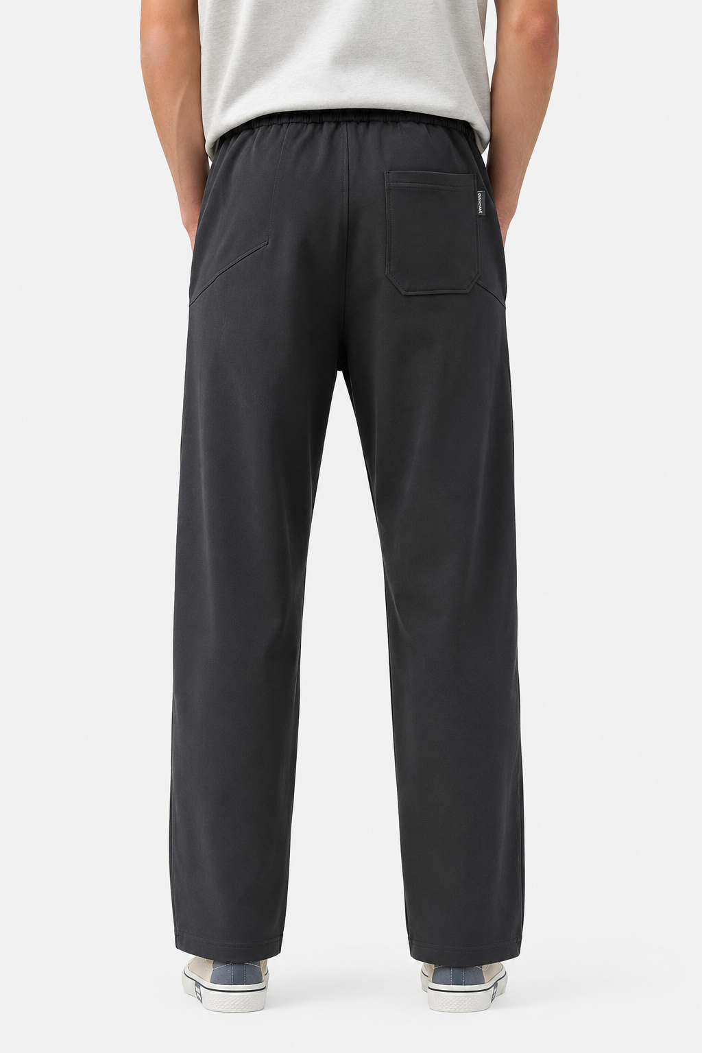 Men's Premium Cotton Wide-Leg Sweatpants – Relaxed Fit Joggers with Contrast Braided Drawstring -Black