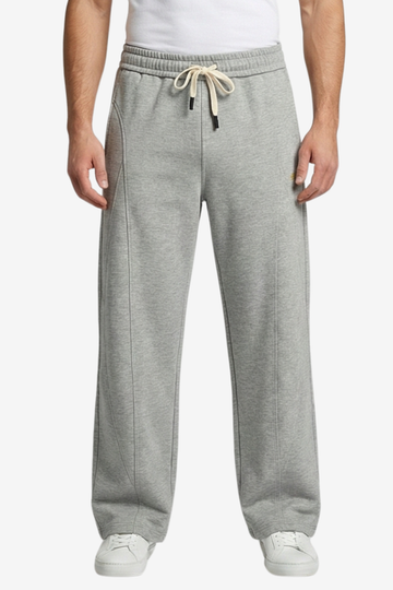 Men’s Casual Wide Leg Jogger Pants – Adjustable Drawstring -Grey