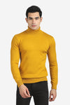 Ribbed Turtle Neck Plain Pullover --- Mustard