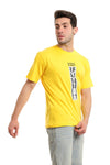 Round Neck Short Sleeves Regular Fit Tee - Yellow