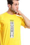 Round Neck Short Sleeves Regular Fit Tee - Yellow