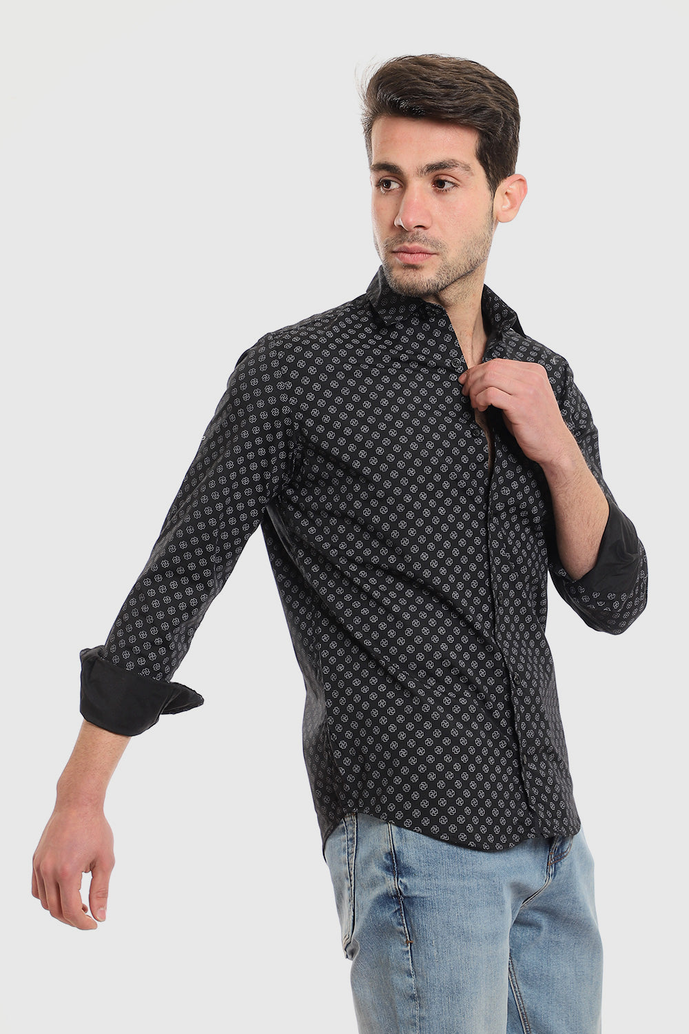Buttons Down Pineapple Long Sleeves Shirt – Black