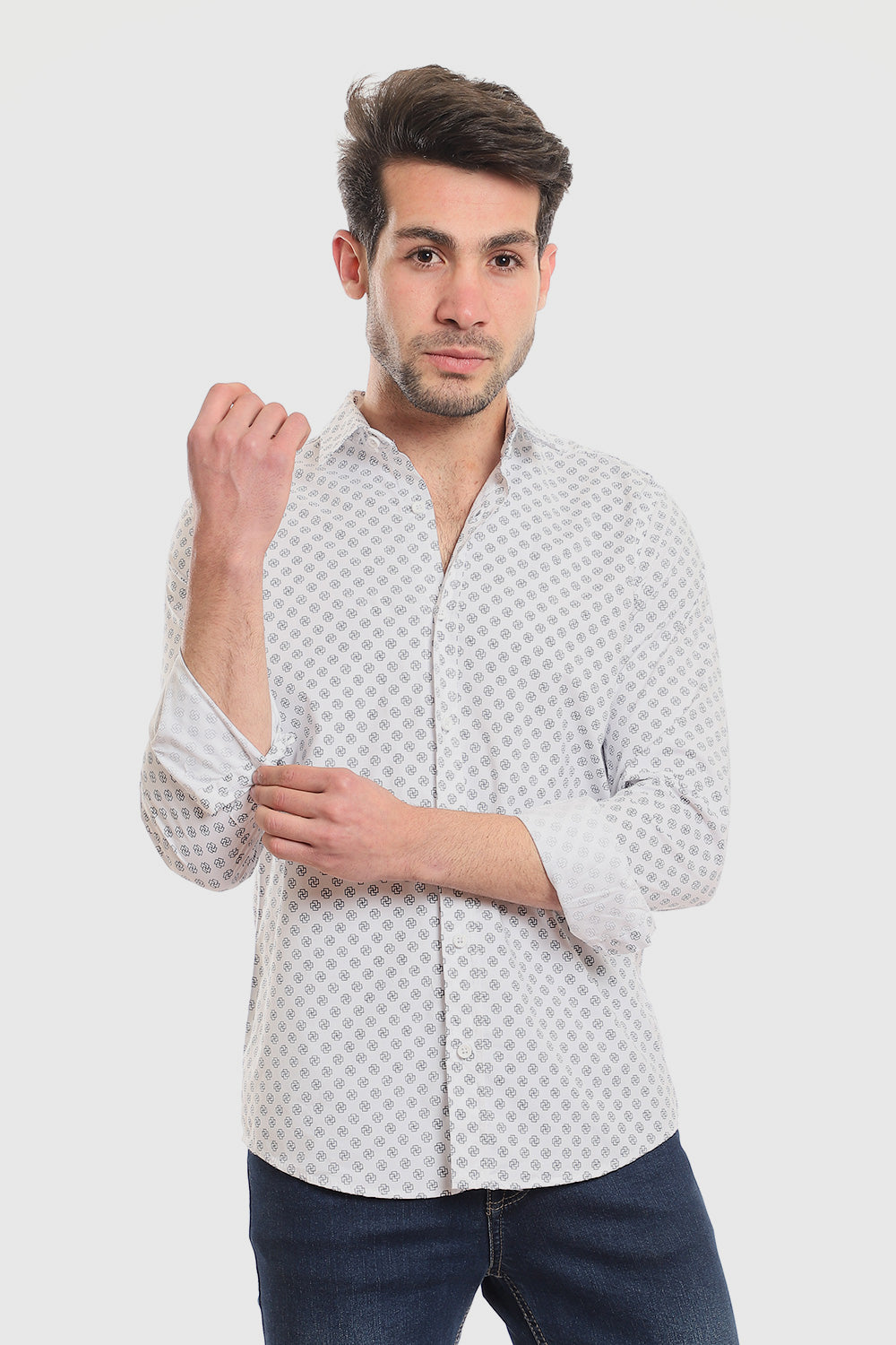 Buttons Down Pineapple Long Sleeves Shirt – White