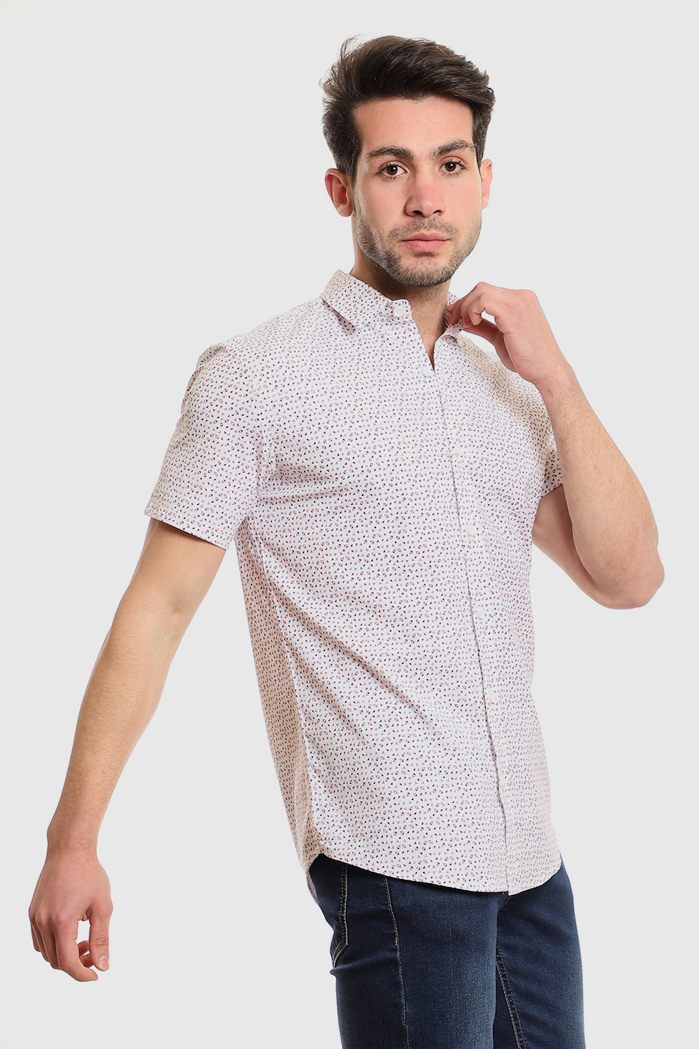 Buttoned Short Sleeves Sun Pattern Shirt – Red