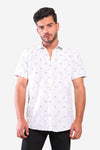 Branches & Dots Short Sleeves Shirt - Navy Blue, Coffee