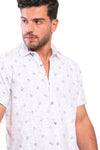 Branches & Dots Short Sleeves Shirt - Navy Blue, Coffee