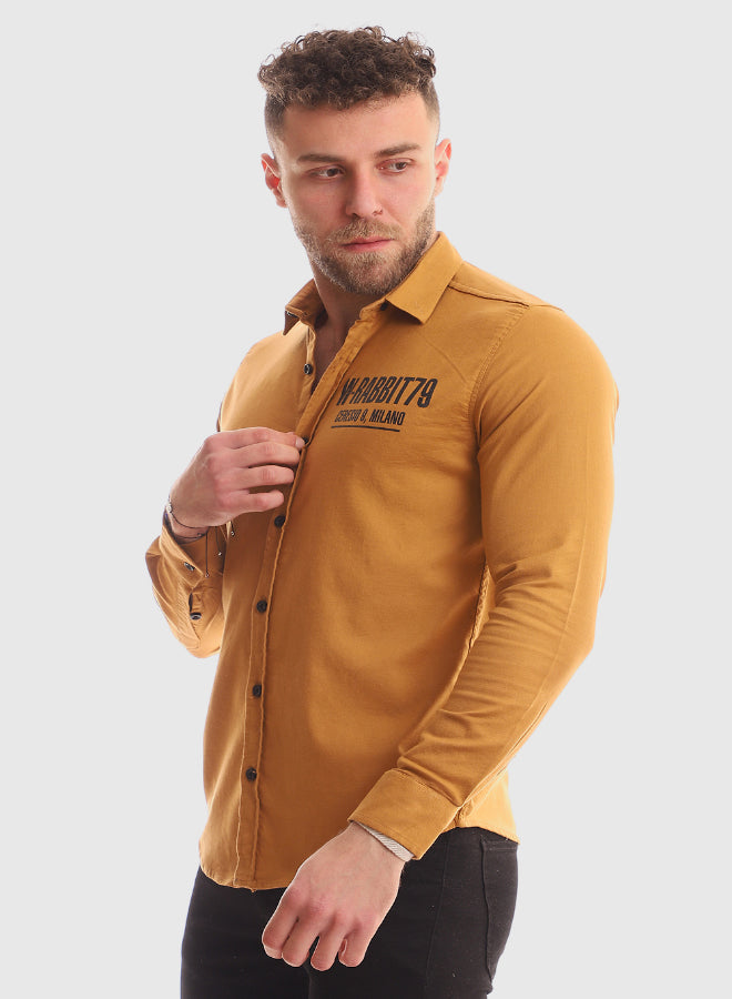 Buttons Down Pineapple Long Sleeves Shirt - Brown