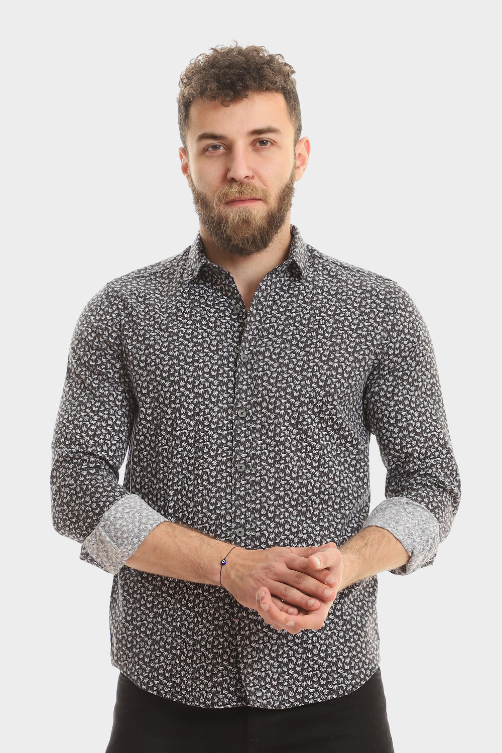Buttons Down Pineapple Long Sleeves Shirt – Grey