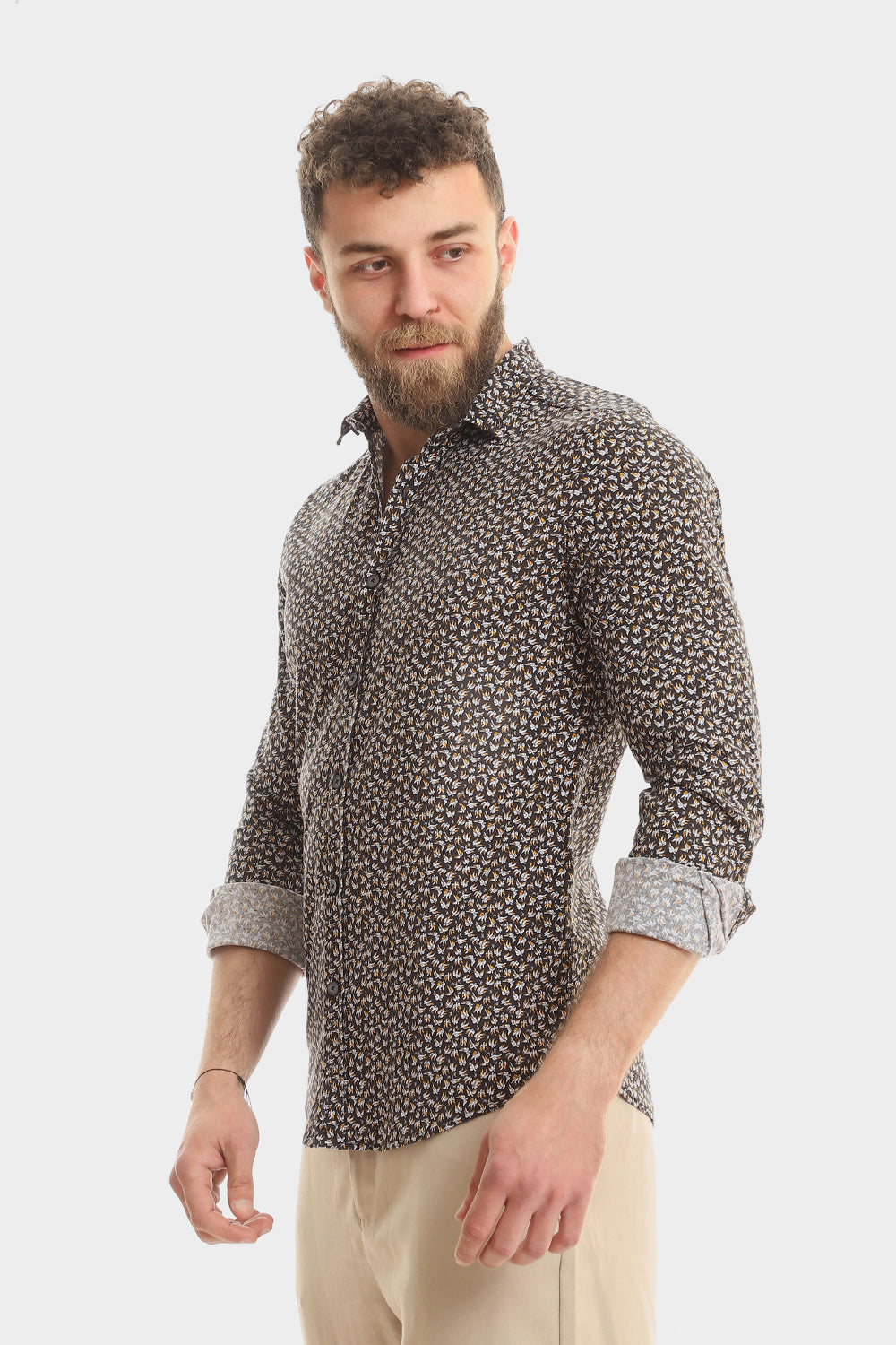 Buttons Down Pineapple Long Sleeves Shirt - Yellow