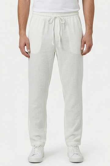 Men’s Linen Pants Designed with a relaxed fit – White