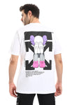 Off White Rabbit Print Printed Pattern Short Sleeves T-Shirt