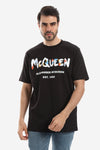 McQueen Chest & Back Print Over Black Tee