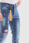 Belt Loops Ripped Casual Jeans - Standard Blue