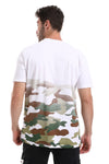 Camouflage Printed Pattern Slip On Short Sleeves Casual T-Shirt - White