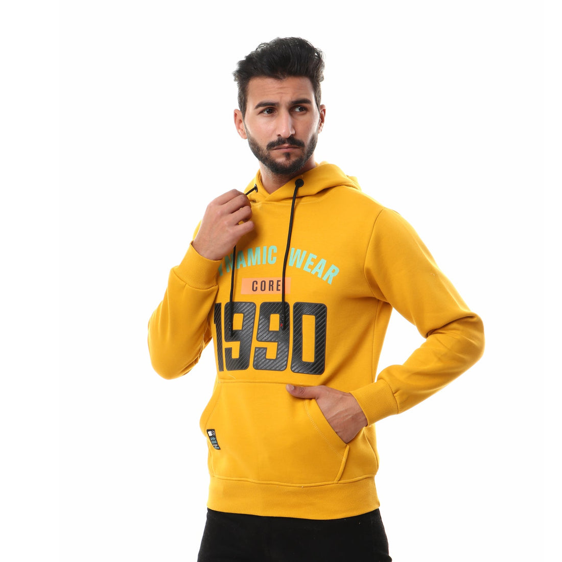 Hooded Neck With Drawstring Hoodie - Mustard